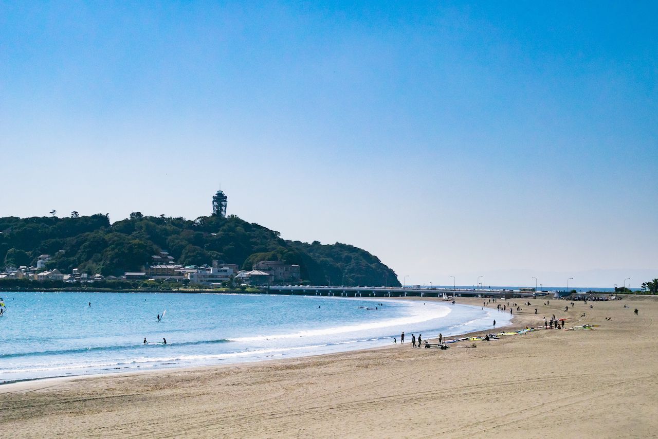 Marine Sports at Enoshima Katase Beach in Shonan Area, Kamakura City, Kanagawa Prefecture, Japan