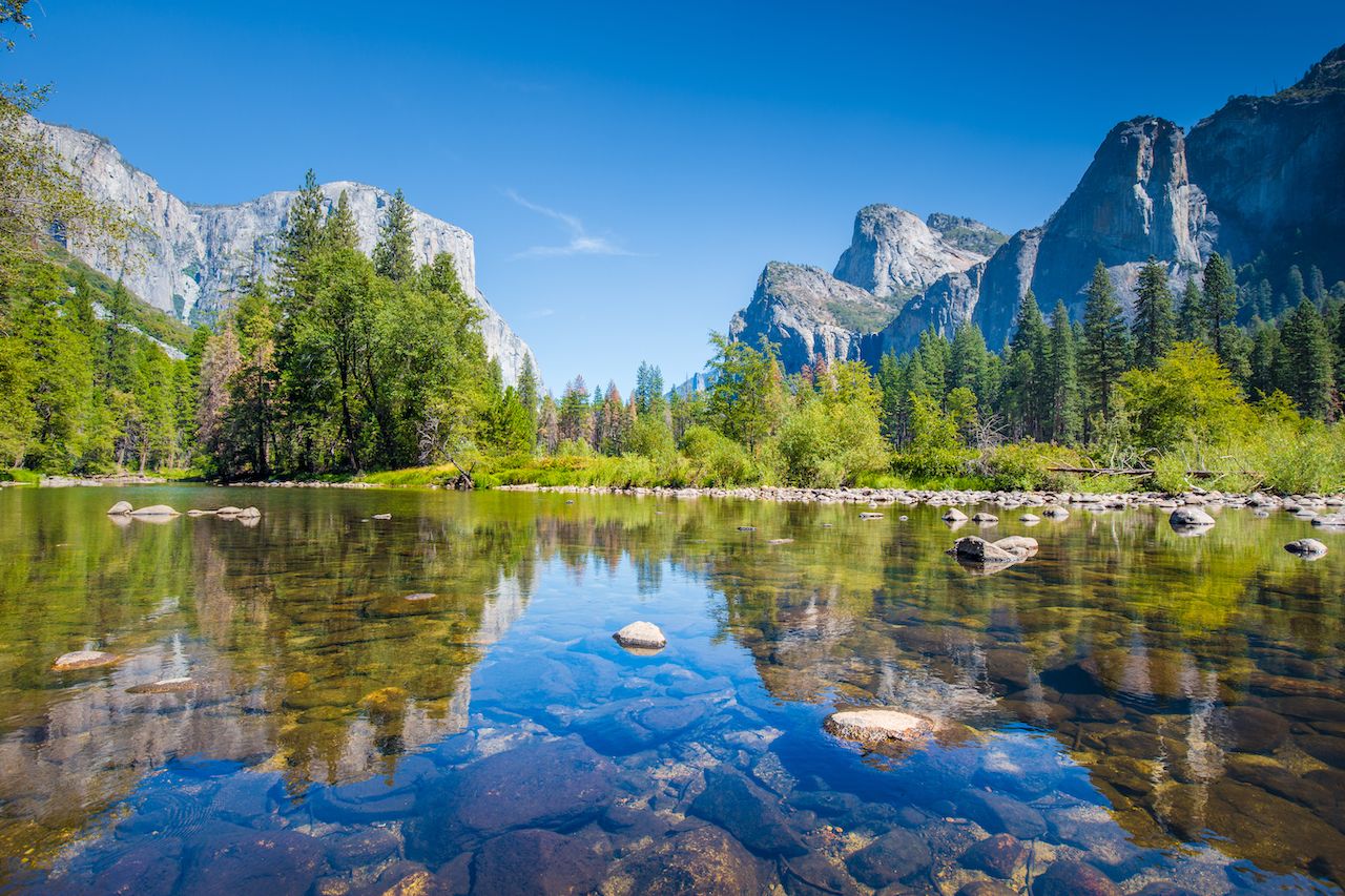 Merced river on a sunny day in Yosemite