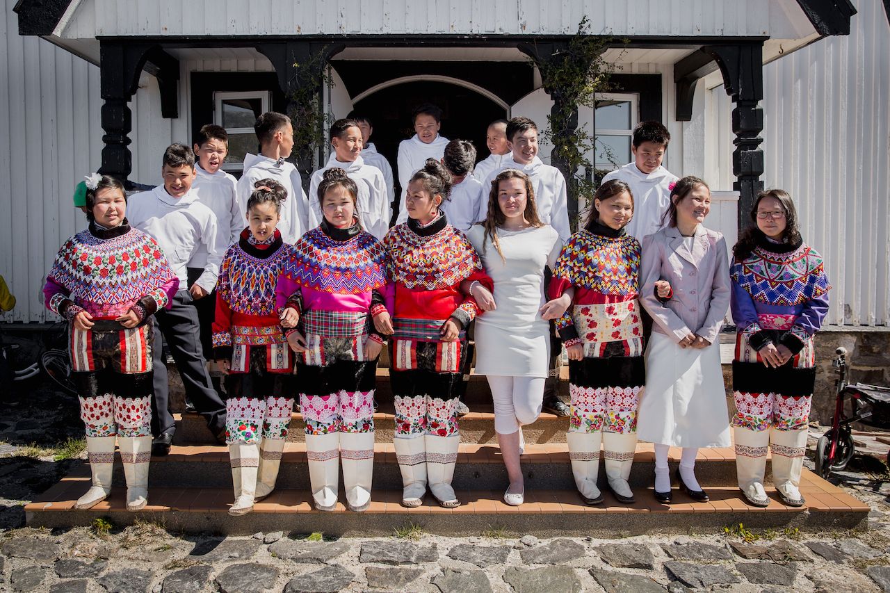 Most of the 2016 Confirmation youths from Nanortalik in South Greenland