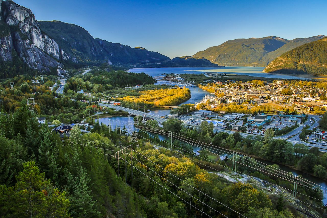 View of Squamish town in British Columbia, Canada