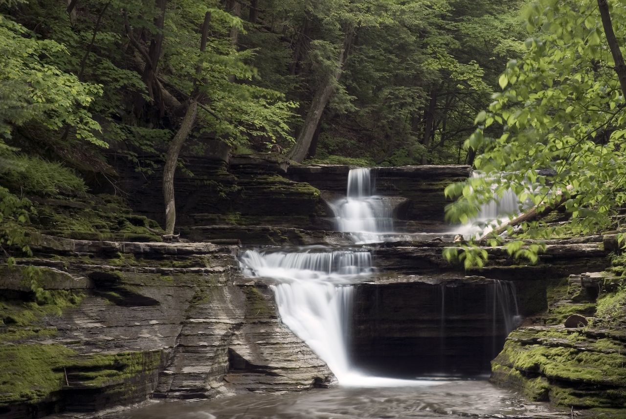 A beautiful waterfall in one of New York's many gorges in the finger lakes region
