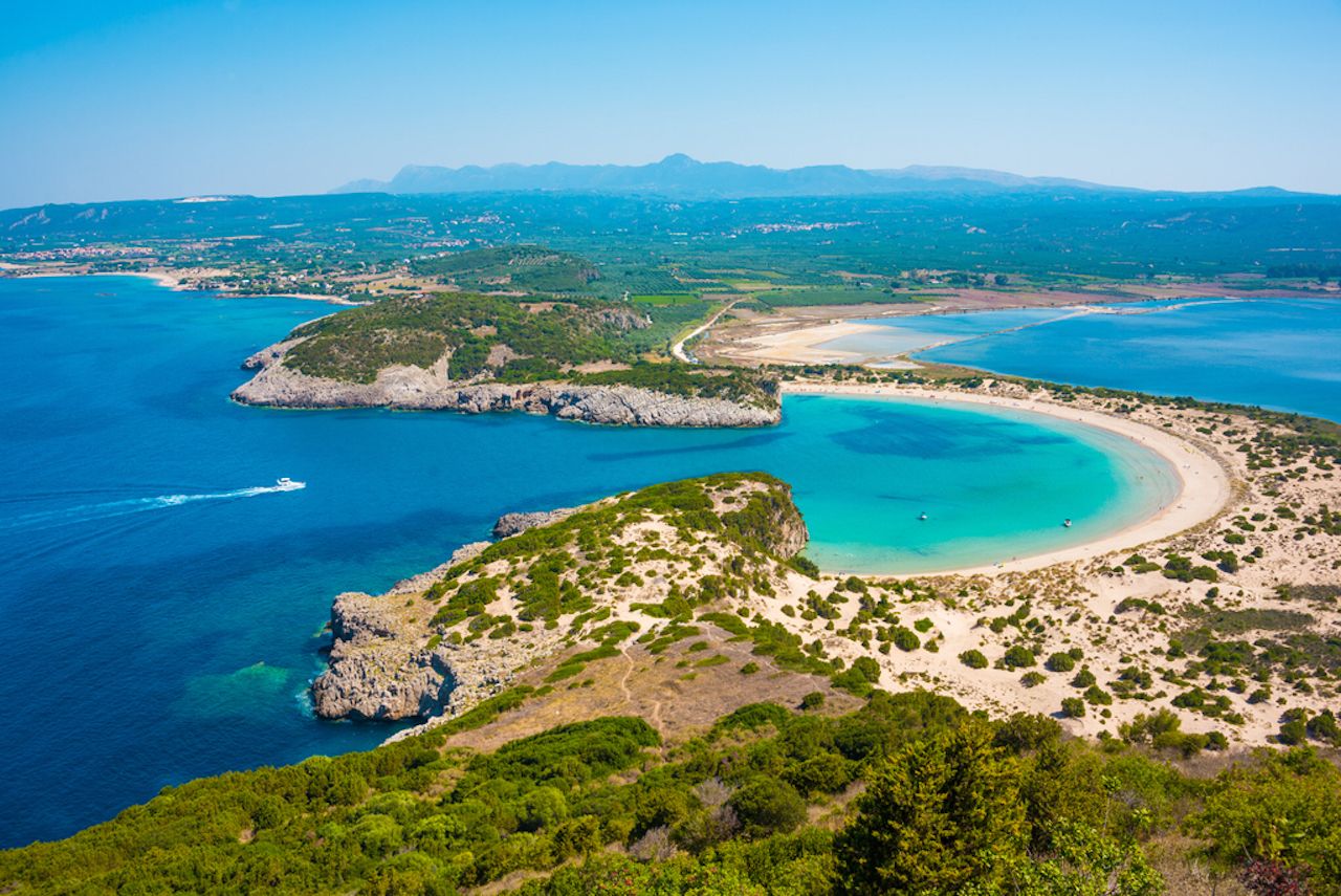 Beautiful Voidokilia beach in Greece