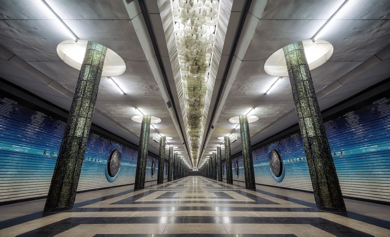 Inside a metro station in Tashkent