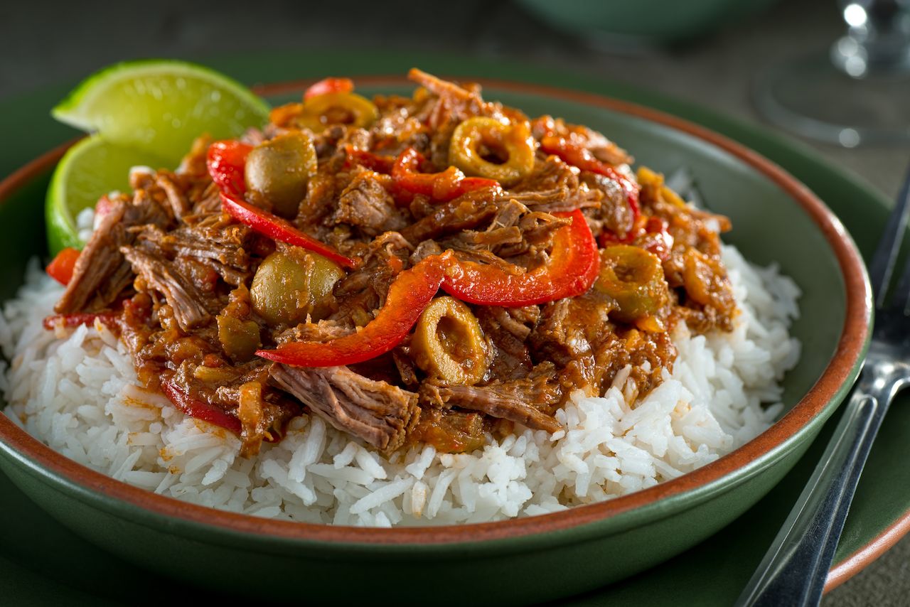 Ropa vieja on rice