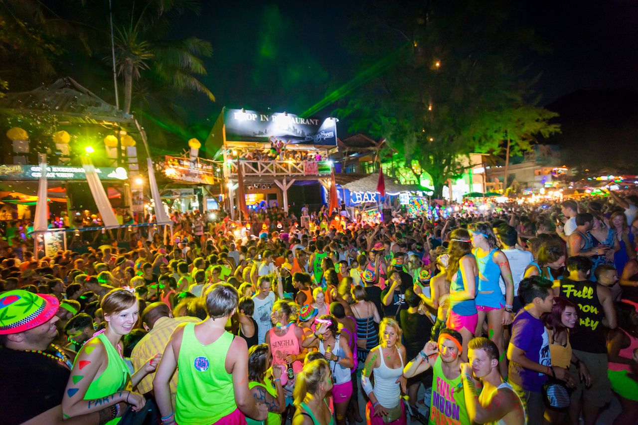 There are about 20,000 people every month at Phangan Isaland