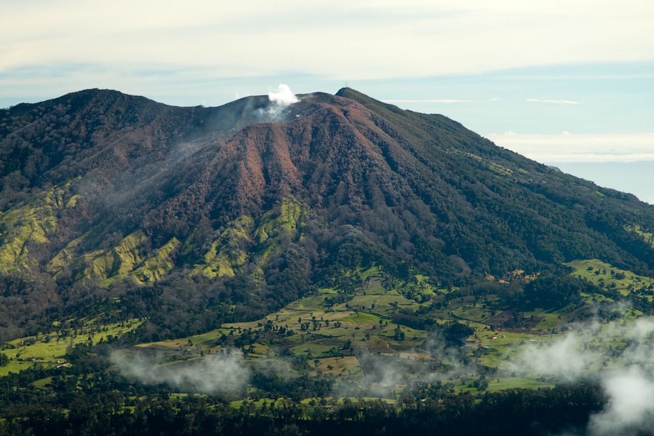This active volcano can be seen from the back side of the Irazu Volcano in Costa Rica