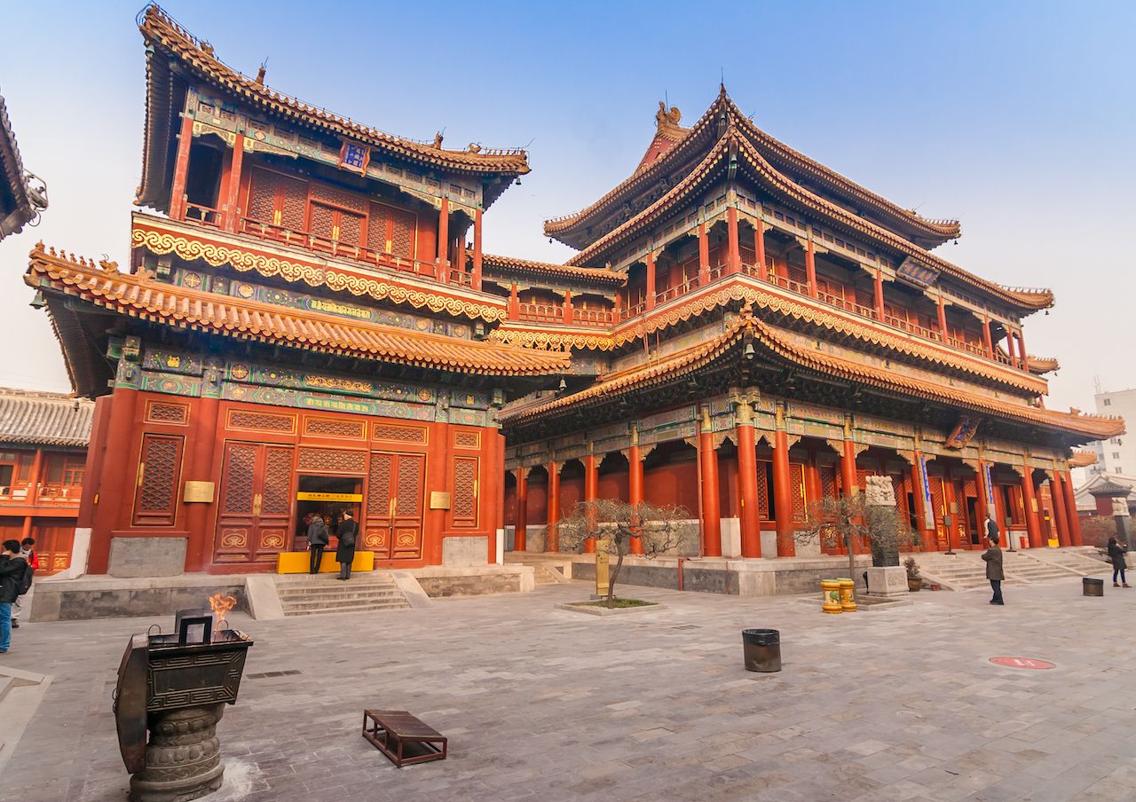 Main buildings of the Yonghegong Lama temple complex in Beijing, China