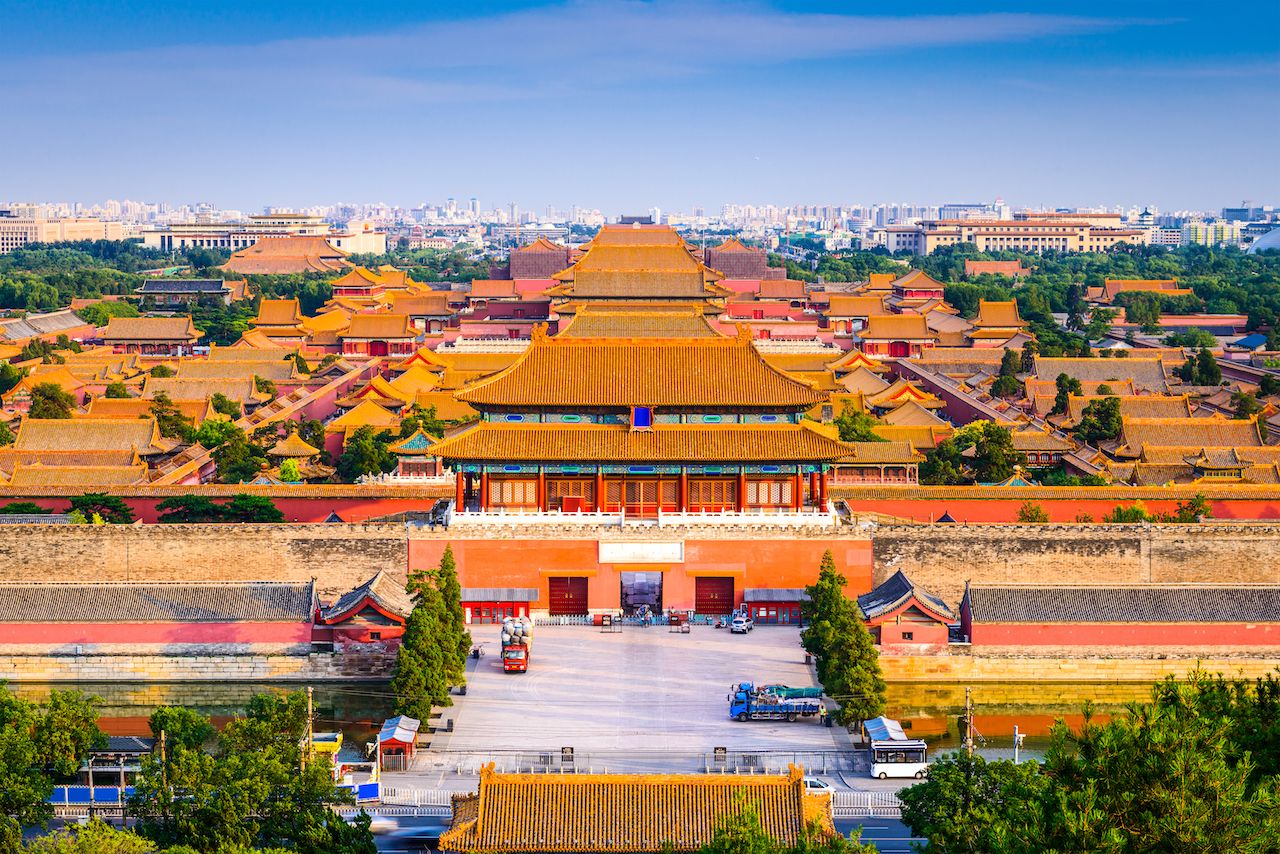 Beijing, China city skyline at the Forbidden City