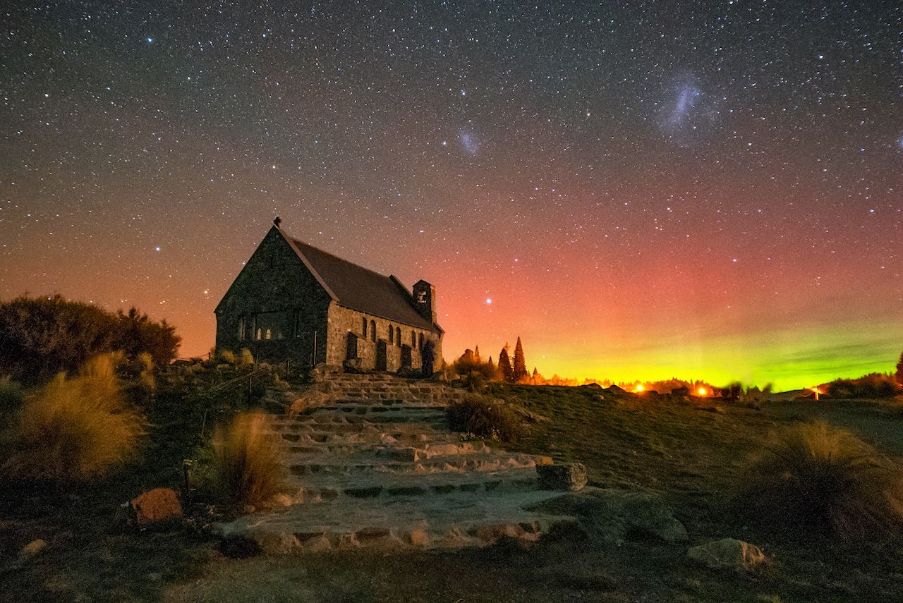 Church of The Good Shepherd with Aurora Australis