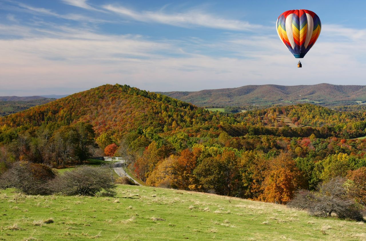 Hot air balloon over the Blue Ridge Parkway