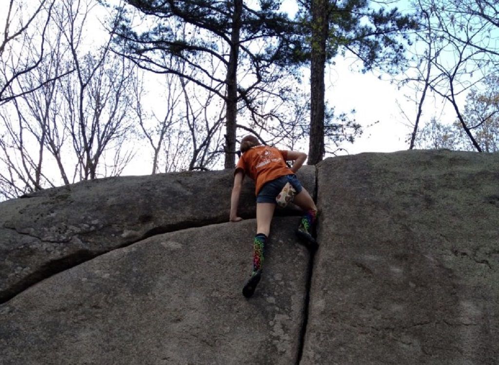 Person rock climbing