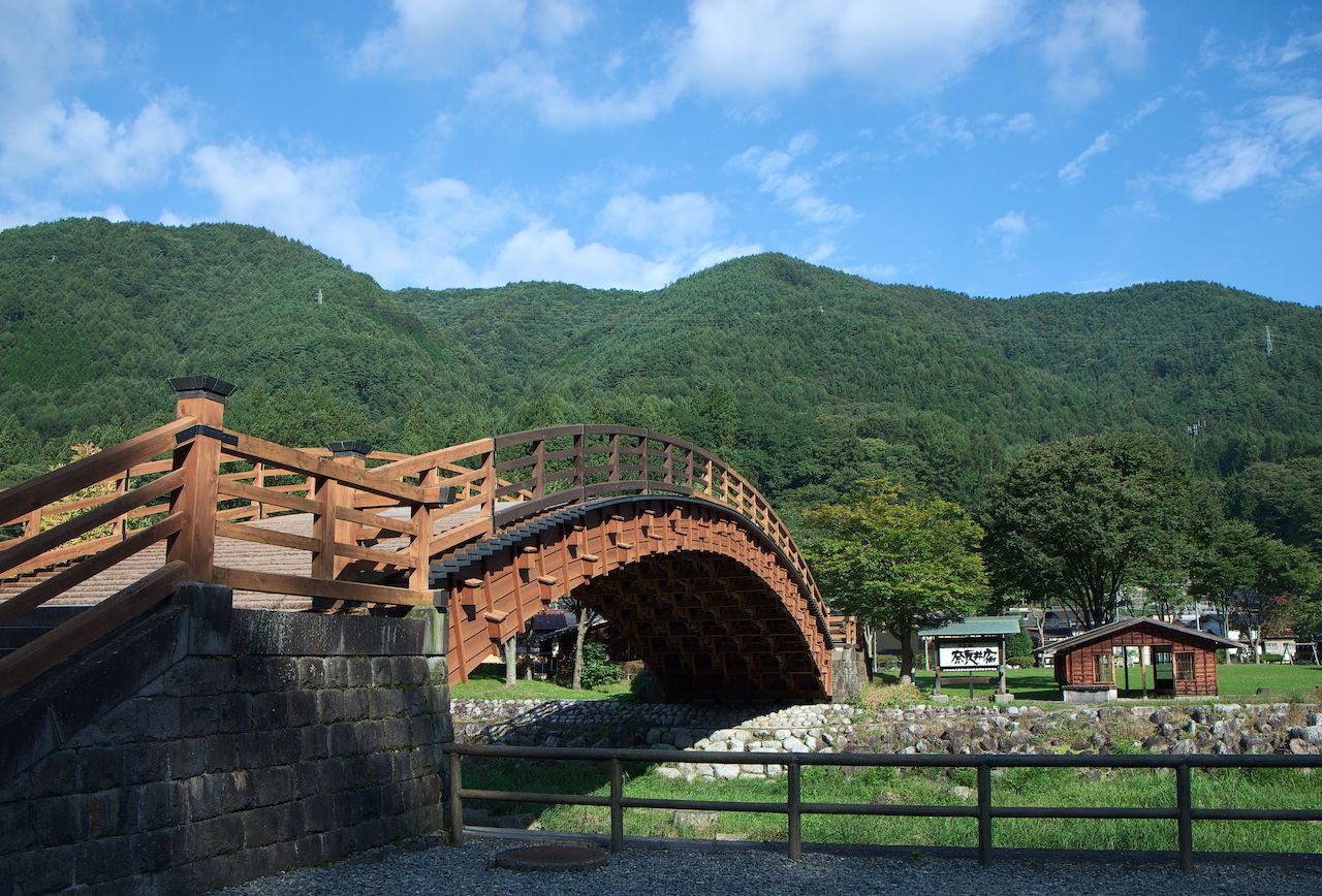 Wooden bridge in Nagano Prefecture, Japan