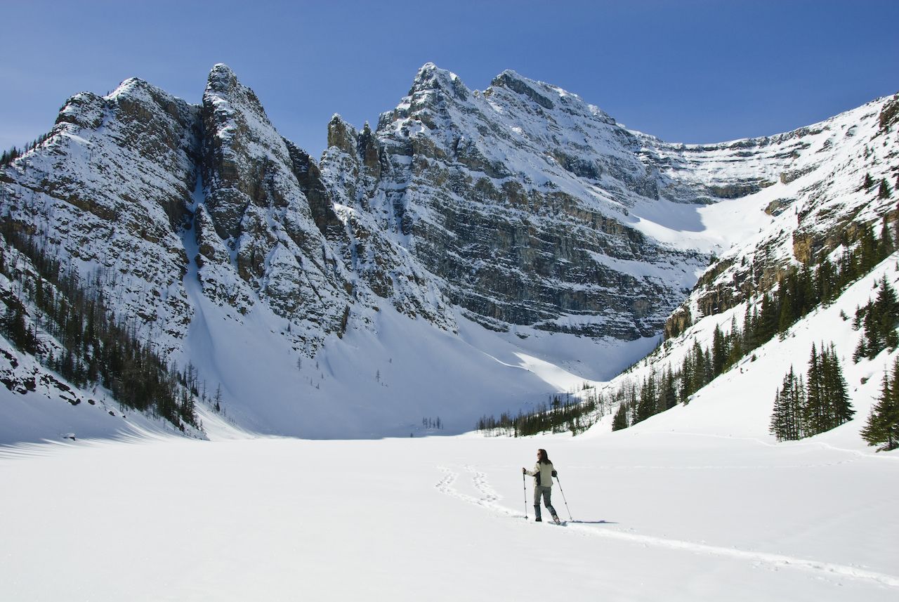 what to do in banff in winter snowshoer
