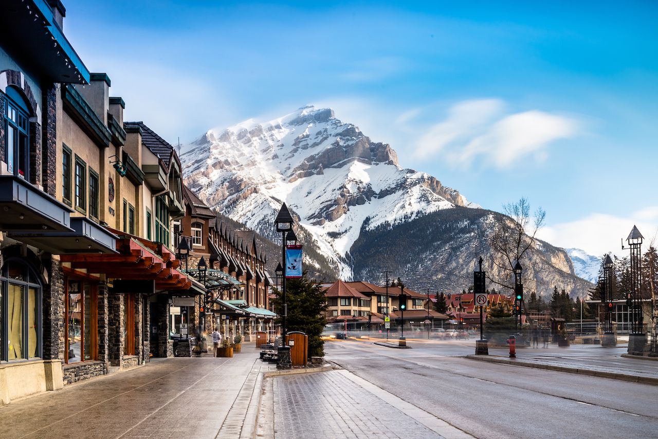 View of a busy street at Banff