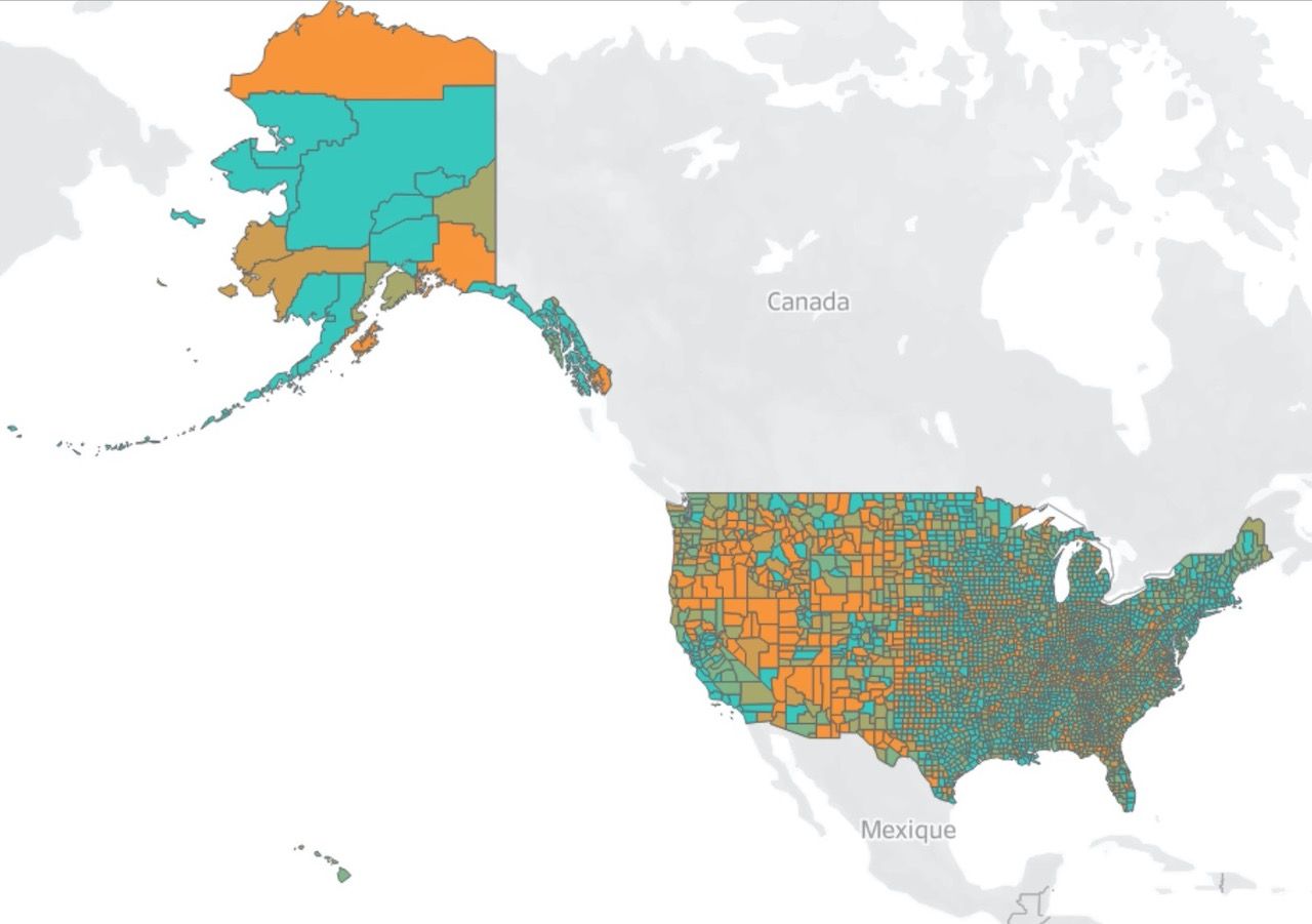 Phone data on social distancing Unacast social distancing map