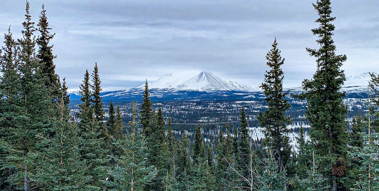 Viewpoint overlooking Pyramid Mountain in Alaska