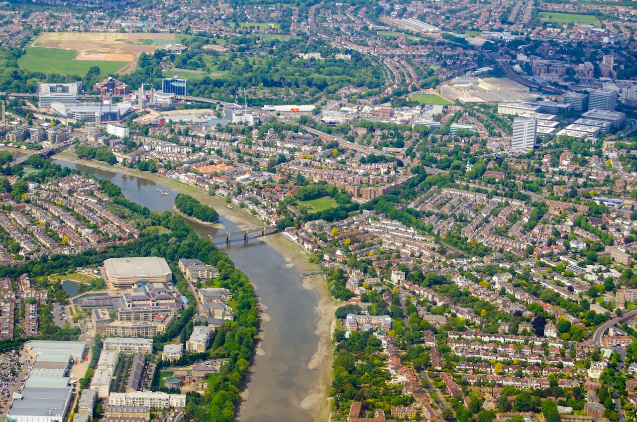 Aerial view of the River Thames