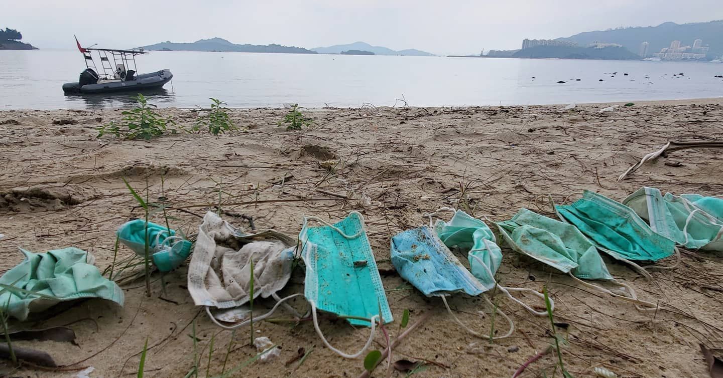 Discarded face masks and gloves create plastic pollution