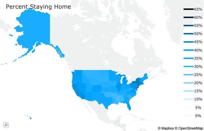 map percentages of Americans staying at home on April 30