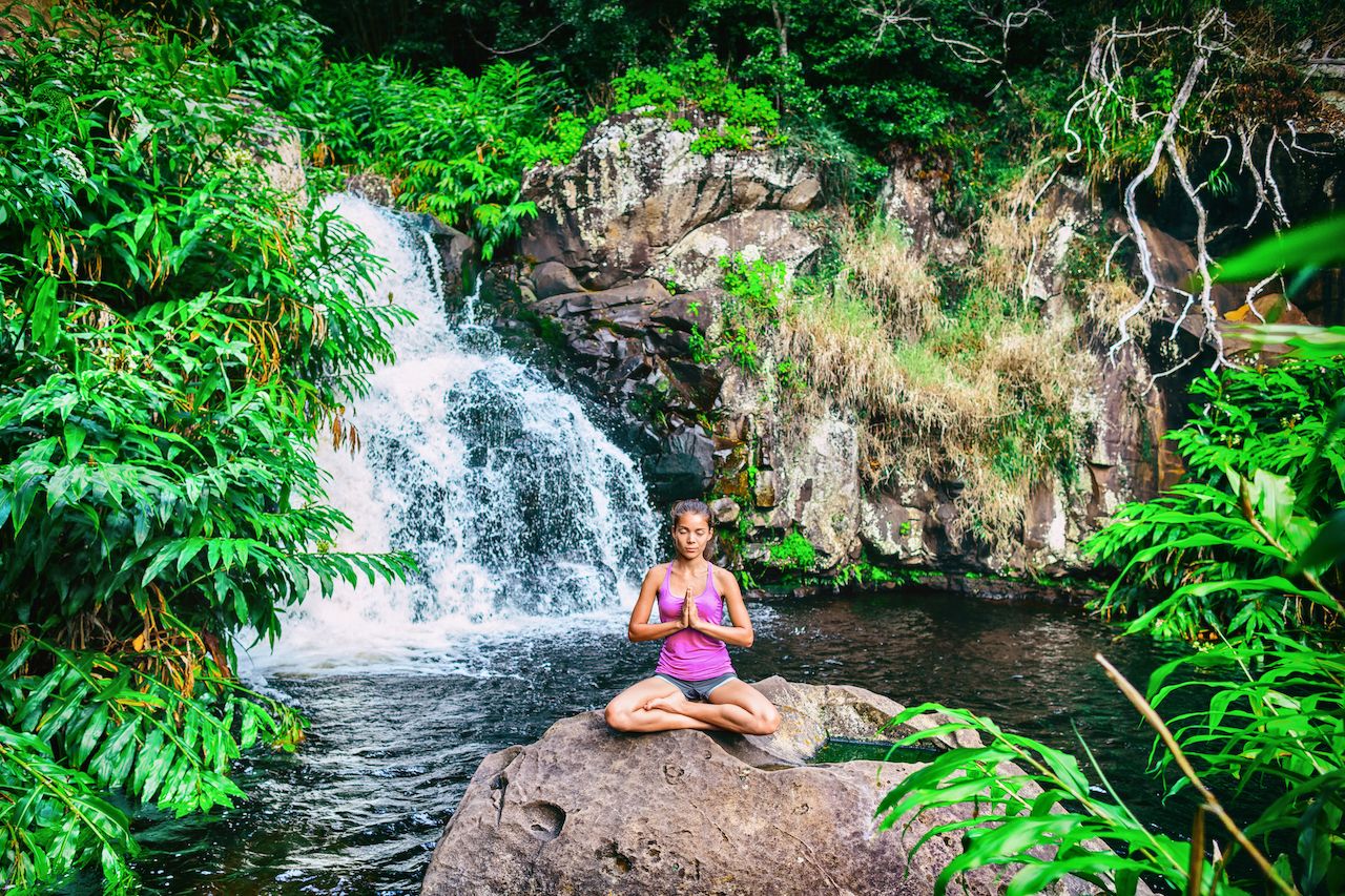 Meditation by waterfall
