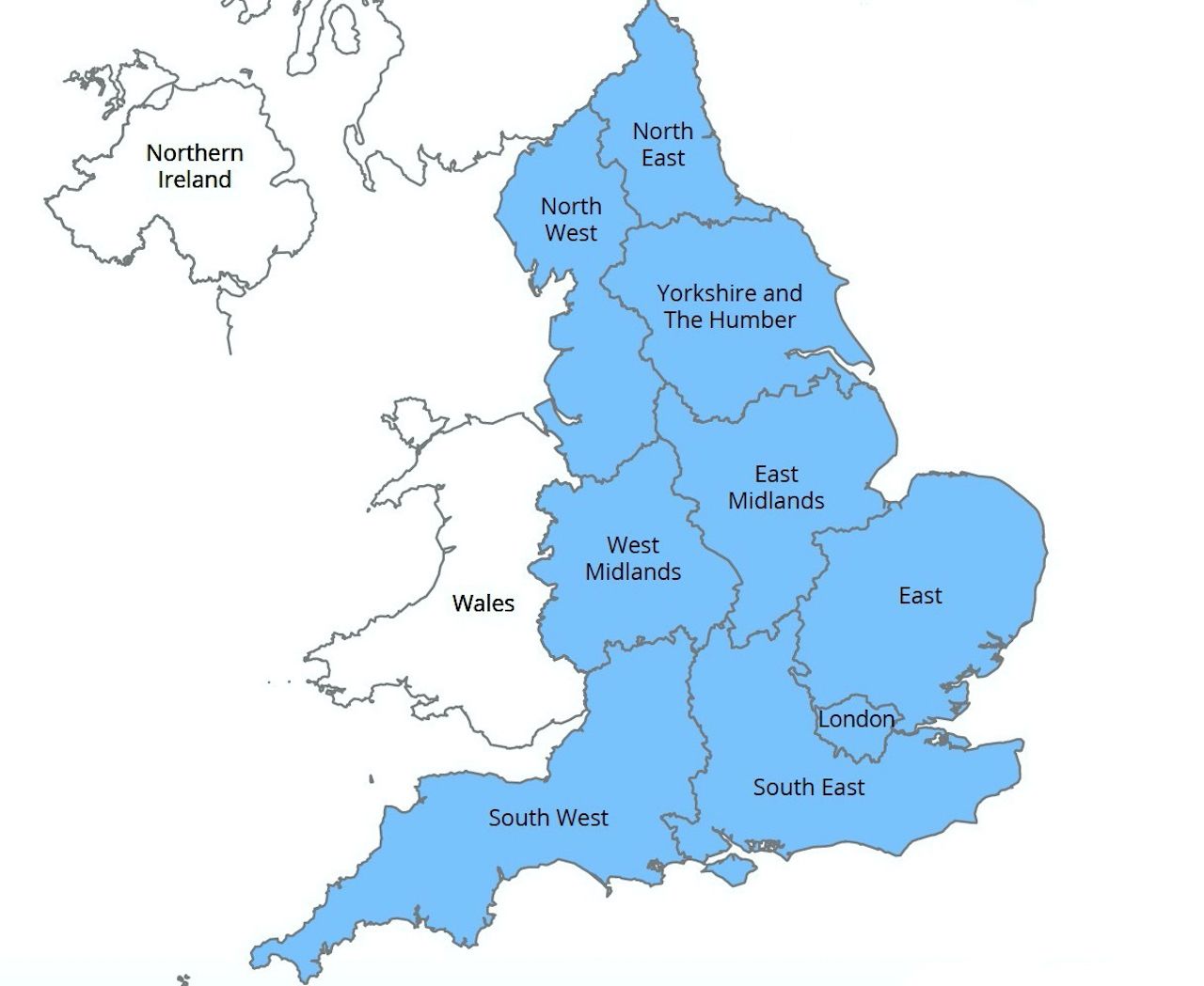 Map of regions of Britain