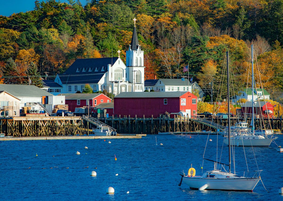 Most Charming Small Maine Towns And Villages To Visit   Our Lady Queen Of Peace Catholic Church On The Shore Of Boothbay Harbor Maine 1200x853 