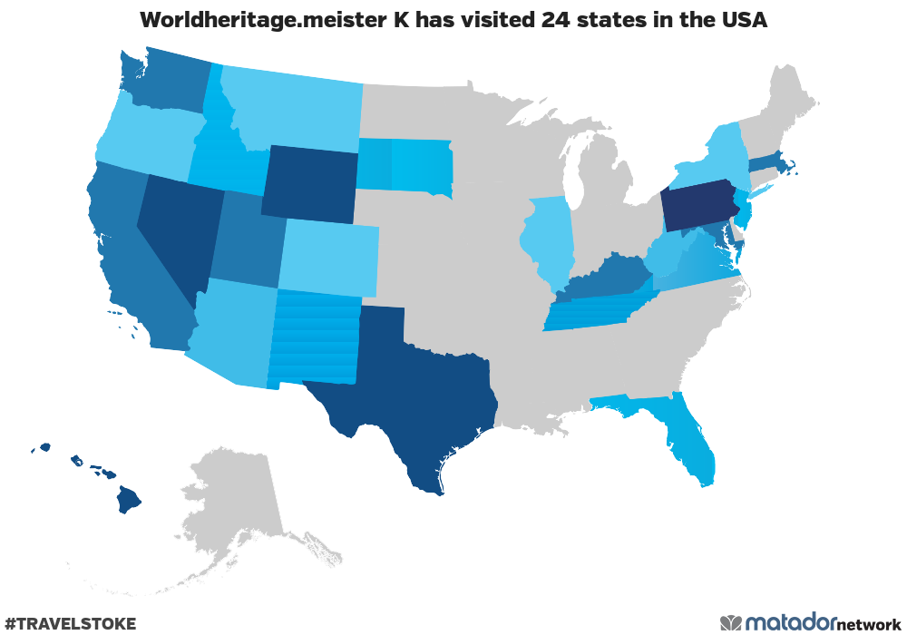 Worldheritage.meister K has been to 24 US States